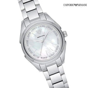 Emporio Armani Valeria Quartz Mother of Pearl Dial Silver Steel Strap Watch For Women - AR11030