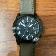 Marc Jacobs Larry Chronograph Black Dial Grey Leather Strap Watch for Men - MBM5034