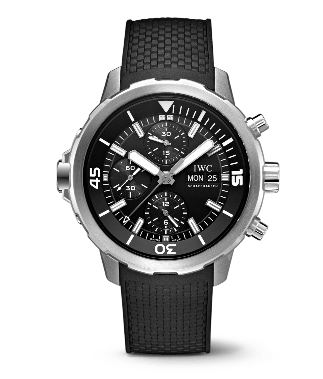 IWC Aquatimer Chronograph Black Dial Black Leather Strap Watch for Men - IW376803