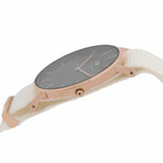 Daniel Wellington Classic Petite Dover Black Dial White NATO Strap Watch For Women - DW00100314