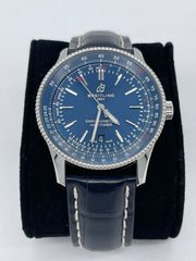 Breitling Navitimer Automatic 41 Blue Dial Blue Leather Strap Watch for Men - A17326161C1P3