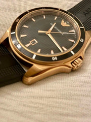 Emporio Armani Sport Quartz Black Dial Black Rubber Strap Watch For Men - AR11101
