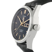 Tag Heuer Carrera Calibre 5 Automatic Black Dial Black Leather Strap Watch for Men - WAR201C.FC6266