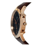 Daniel Wellington Iconic Chronograph Blue Dial Brown Leather Strap Watch For Men - DW00100639