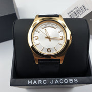 Marc Jacobs Baby Dave Gold Dial Black Leather Strap Watch for Women - MBM1264