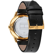 Tommy Hilfiger Hunter White Dial Black Leather Strap Watch for Men - 1791606