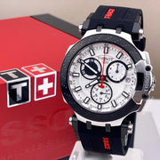 Tissot T Race Chronograph White Dial Black Silicone Strap Watch For Men - T115.417.27.011.00
