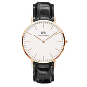 Daniel Wellington Classic Reading White Dial Black Leather Strap Watch For Men - DW00100014