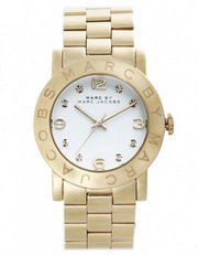 Marc Jacobs Amy White Dial Gold Steel Strap Watch for Women - MBM3056