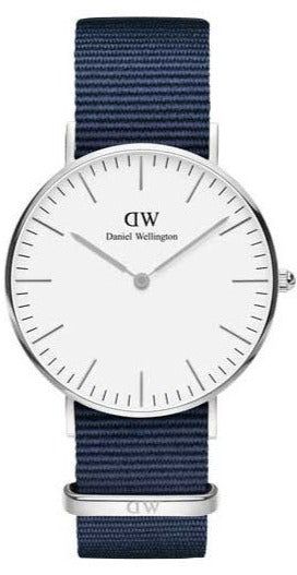 Daniel Wellington Classic Bayswater White Dial Blue NATO Strap Watch For Women - DW00100280
