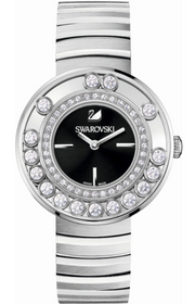 Swarovski Lovely Crystal Black Dial Silver Steel Strap Watch for Women - 1160305