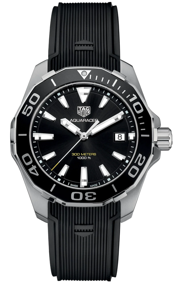 Tag Heuer Aquaracer Black Dial Black Rubber Strap Watch for Men - WAY111A.FT6151