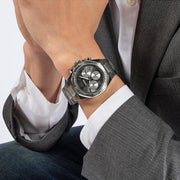 Guess Equity Analog Black Dial Silver Steel Strap Watch For Men - GW0703G1