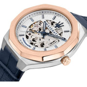 Maserati Stile Automatic Limited Edition White Dial Blue Leather Strap Watch For Men - R8821142001
