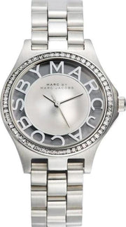 Marc Jacobs Henry Transparent Silver Dial Silver Steel Strap Watch for Women - MBM3337