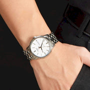 Tissot Automatics III Day Date White Dial Silver Steel Strap Watch For Men - T065.430.11.031.00