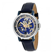Fossil Boyfriend Skeleton Blue Dial Blue Leather Strap Watch for Women - ME3136