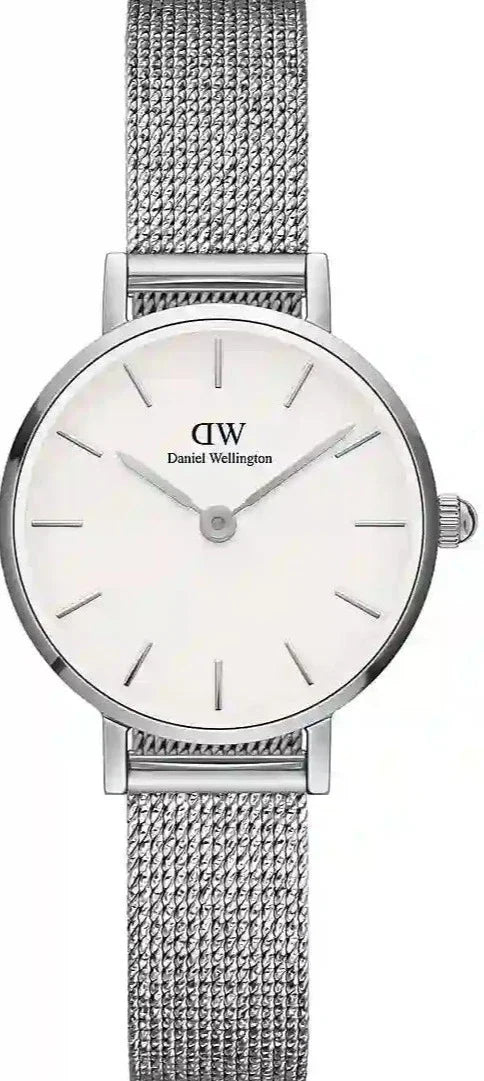 Daniel Wellington Classic Petite Sterling White Dial Silver Mesh Bracelet Watch for Women - DW00100442
