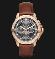 Michael Kors Ryker Analog Gray Dial Brown Leather Strap Watch For Men - MK8519