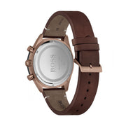 Hugo Boss Santiago Chronograph Grey Dial Brown Leather Strap Watch for Men - 1513861