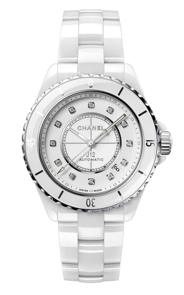 Chanel J12 Quartz Diamonds White Dial White Steel Strap Watch for Women - J12 H5703