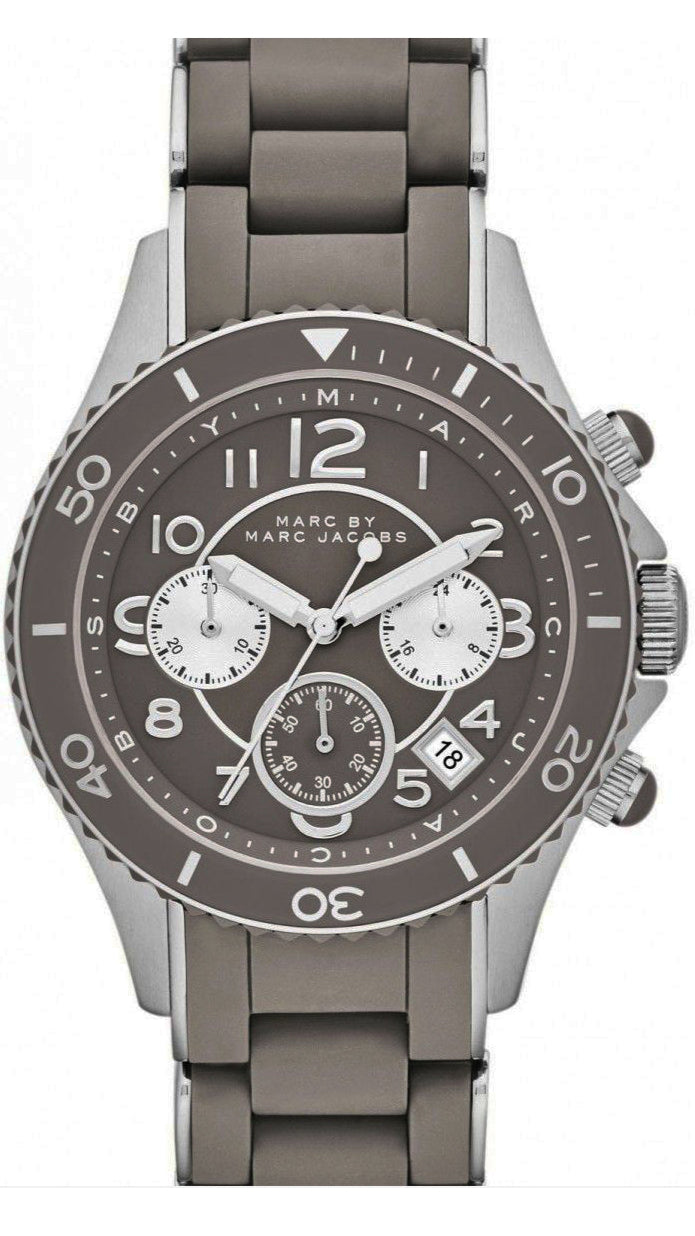Marc Jacobs Rock Chronograph Grey Dial Grey Silicone Strap Watch for Women - MBM2595