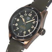 Tag Heuer Autavia Calibre 5 Automatic Olive Green Dial Green Leather Strap Watch for Men - WBE5190.FC8268