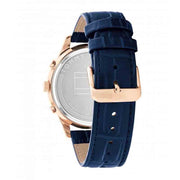 Tommy Hilfiger Weston Chronograph Blue Dial Blue Leather Strap Watch For Men - 1710503