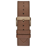 Guess Analog Multifunction White Dial Brown Leather Strap Watch for Men - GW0262G3