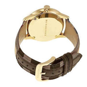 Burberry The Classic Round Gold Dial Brown Leather Strap Unisex Watch  - BU10001