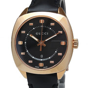Gucci GG2570 Quartz Black Dial Black Leather Strap Watch For Women - YA142407