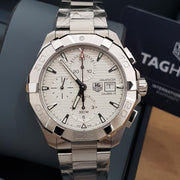 Tag Heuer Aquaracer Caliber 16 Automatic Chronograph White Dial Silver Steel Strap Watch for Men - CAY2111.BA0927