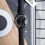 Emporio Armani Lambda Classic Quartz Black Dial Black Leather Strap Watch For Men - AR11020