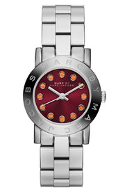 Marc Jacobs Amy Red Dial Silver Steel Strap Watch for Women - MBM3335