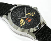 Gucci G Timeless Bee Black Dial Black Leather Strap Watch For Women - YA1264067