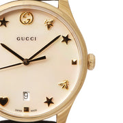 Gucci G-Timeless Mother of Pearl Dial Black Leather Strap Watch For Women - YA1264044