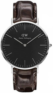 Daniel Wellington Classic York Black Dial Brown Leather Strap Watch For Men - DW00100134