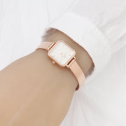Daniel Wellington Quadro Studio White Dial Rose Gold Mesh Strap Watch For Women - DW00100517