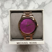 Michael Kors Runway Pink Dial Rose Gold Steel Strap Watch for Women - MK3550