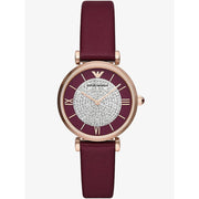 Emporio Armani Gianni T Bar Crystals Purple Dial Purple Leather Strap Watch for Women - AR11487