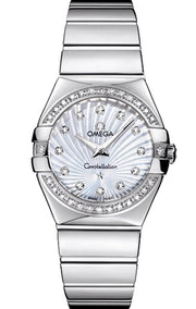 Omega Constellation Quartz Diamonds Silver Dial Silver Steel Strap Watch for Women - 123.15.27.60.55.004