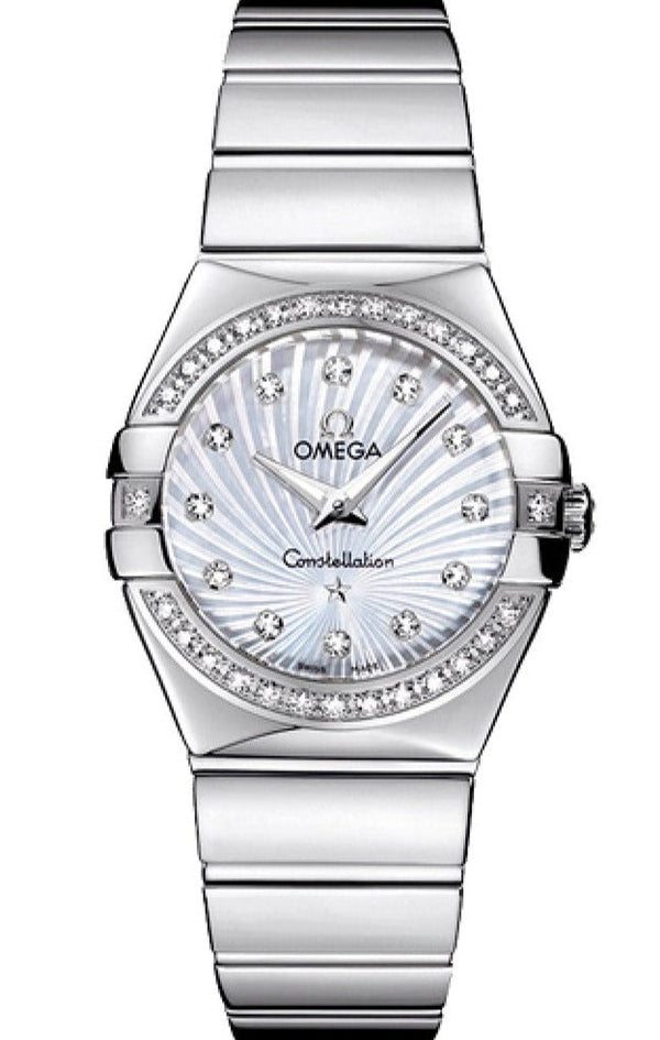 Omega Constellation Quartz Diamonds Silver Dial Silver Steel Strap Watch for Women - 123.15.27.60.55.004