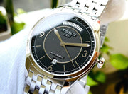 Tissot T Classic T One Automatic Black Dial Silver Steel Strap Watch For Men - T038.430.11.057.00