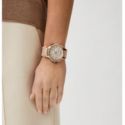 Michael Kors Sidney Multifunction White Dial Pink Silicone Strap Watch For Women - MK7222