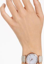 Swarovski Crystalline Wonder Silver Dial Beige Leather Strap Watch for Women - 5656899