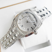 Bulova Phantom Swarovski Crystal Pave Silver Dial Silver Steel Strap Watch for Men - 98B296