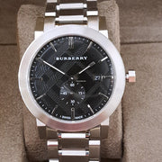 Burberry The City Black Dial Silver Steel Strap Watch for Men - BU9901