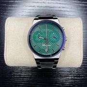 Salvatore Ferragamo Sapphire Chrono Green Dial Silver Steel Strap Watch for Men - SFME00421