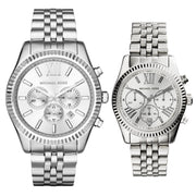 Michael Kors Lexington Silver Dial Silver Steel Strap Watch for Women - MK5555