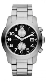 Marc Jacobs Larry Chronograph Black Dial Silver Steel Strap Watch for Men - MBM5050
